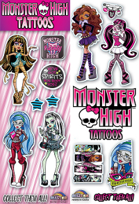 Monster High Tattoos + Free Display Card - 300 ct - 50p Vend 